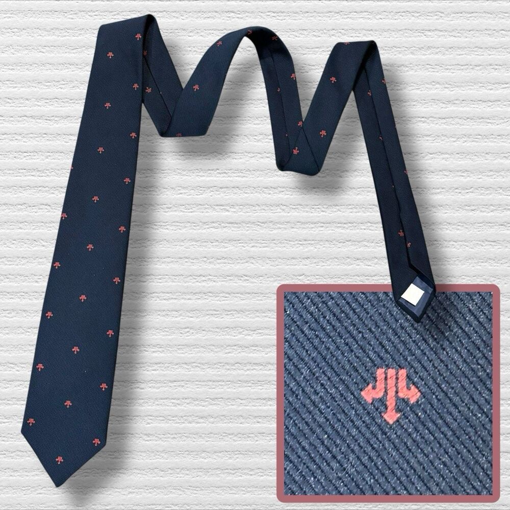 The Challenger Mens Neck Tie Blue With Embroidered Red Arrows Vintage Retro